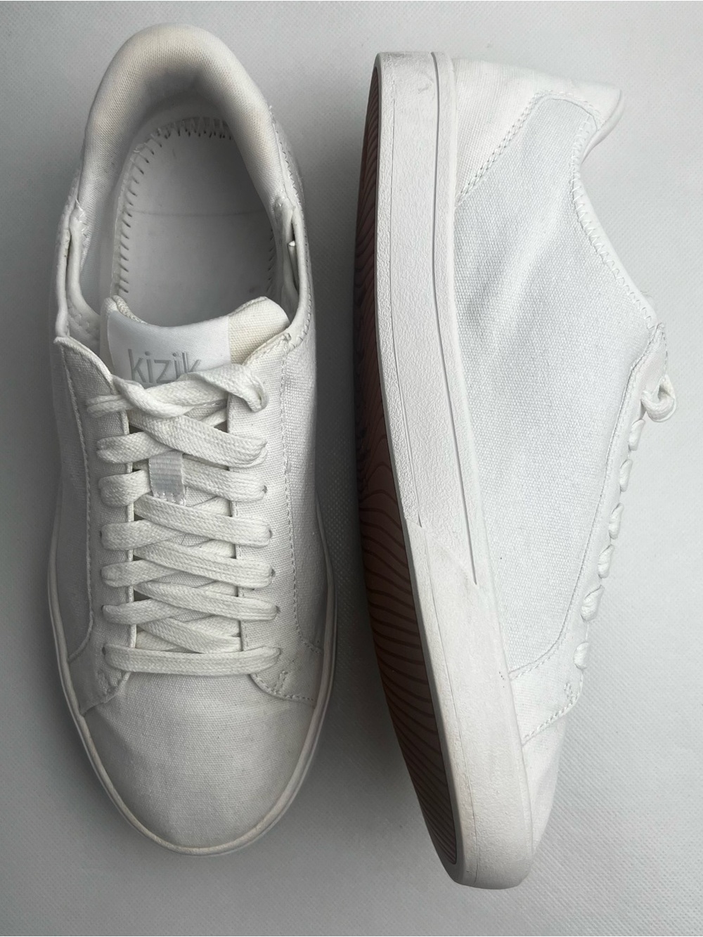 Kizik Irvine White Canvas Athletic Training Casual Shoes Size W8 M6.5 No Insole